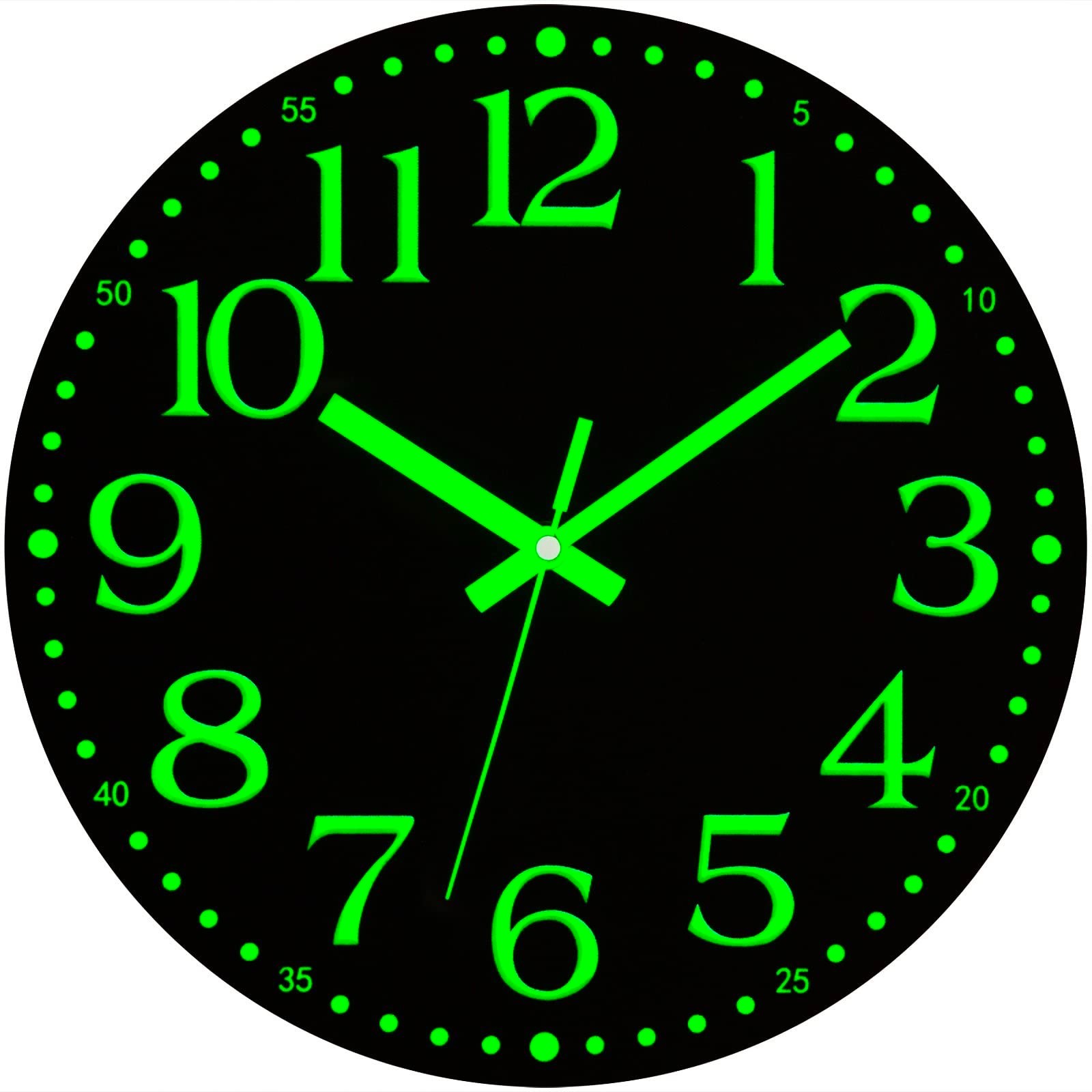 Wall Clock Large Luminous Quartz Night Light Glow In The Dark Silent Home gallery
