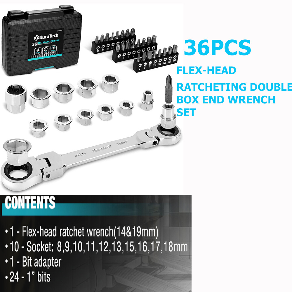 DURATECH 36 PCS Flex-Head Ratcheting Wrench Set 24-in-1 Screwdriver Set 24 Bits gallery