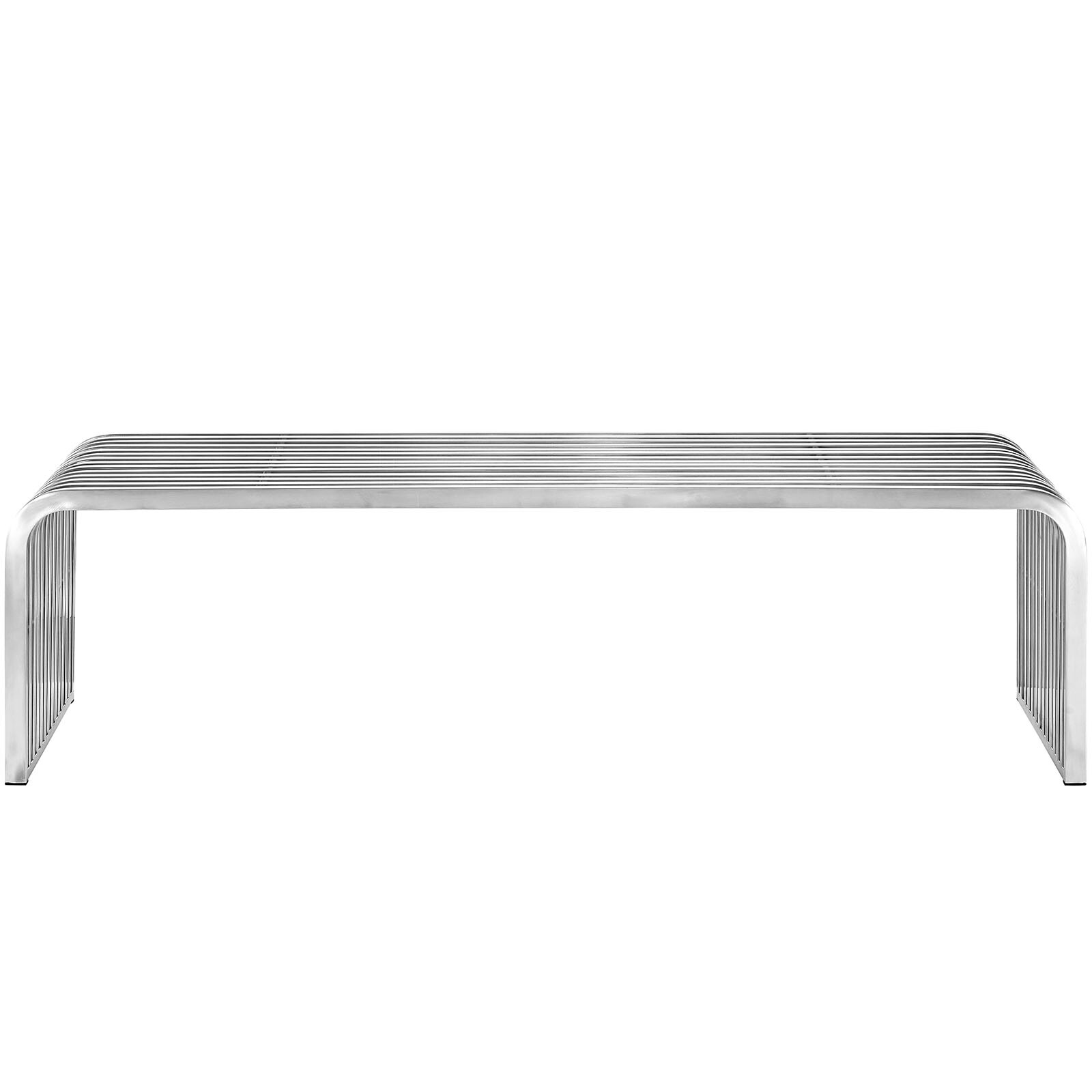Modway Pipe Contemporary Modern Stainless Steel Metal Bench, 60" gallery
