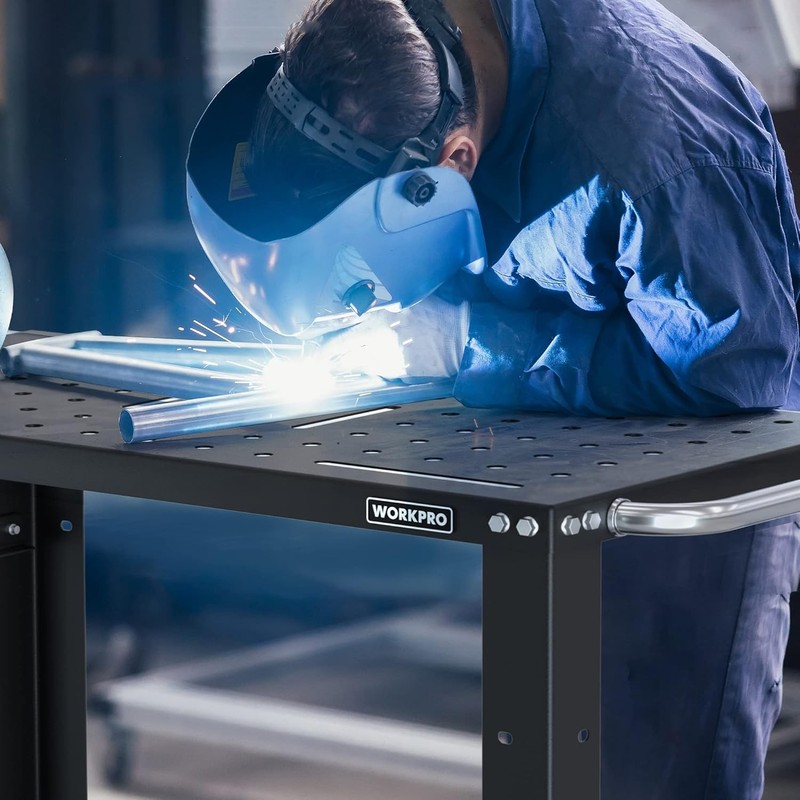 WORKPRO 36"×18" Welding Table 1200 lbs Load Capacity 5/8" Hole Welding Workbench gallery