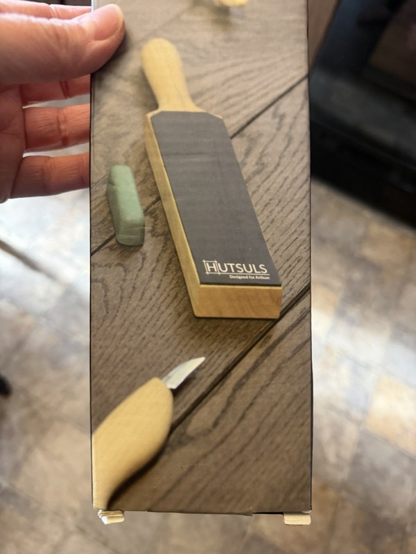 Double-Sided Leather Strop Paddle Kit with Handle Honing Tool READ gallery