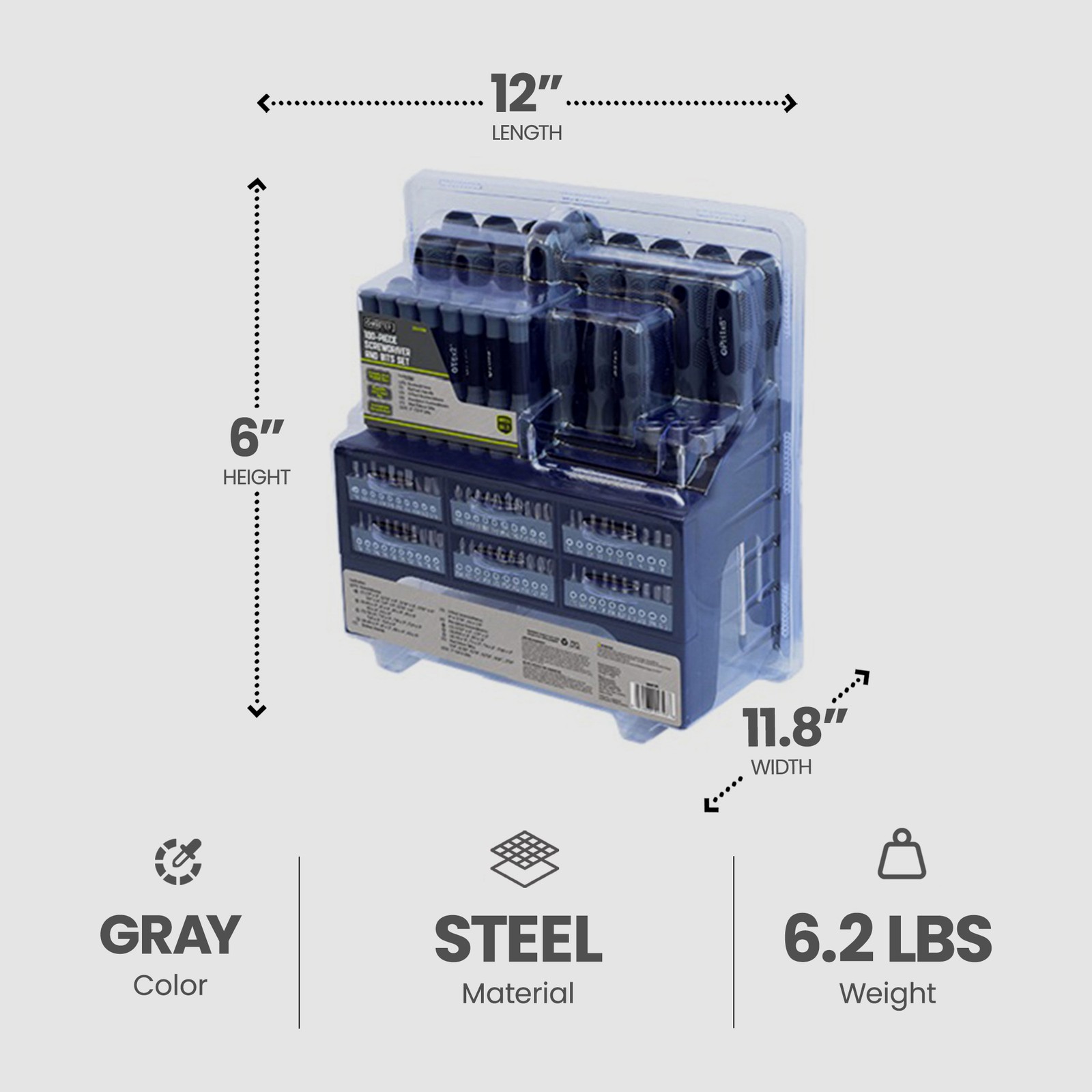 Master Mechanic Screwdriver & Bits Made of Chrome Vanadium Steel, 100 Piece Set gallery