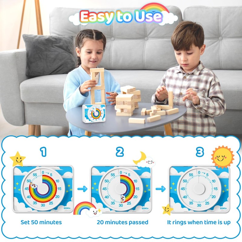 Visual Timer for Kids 60 Min Rainbow Countdown Clock for Classroom & ADHD gallery