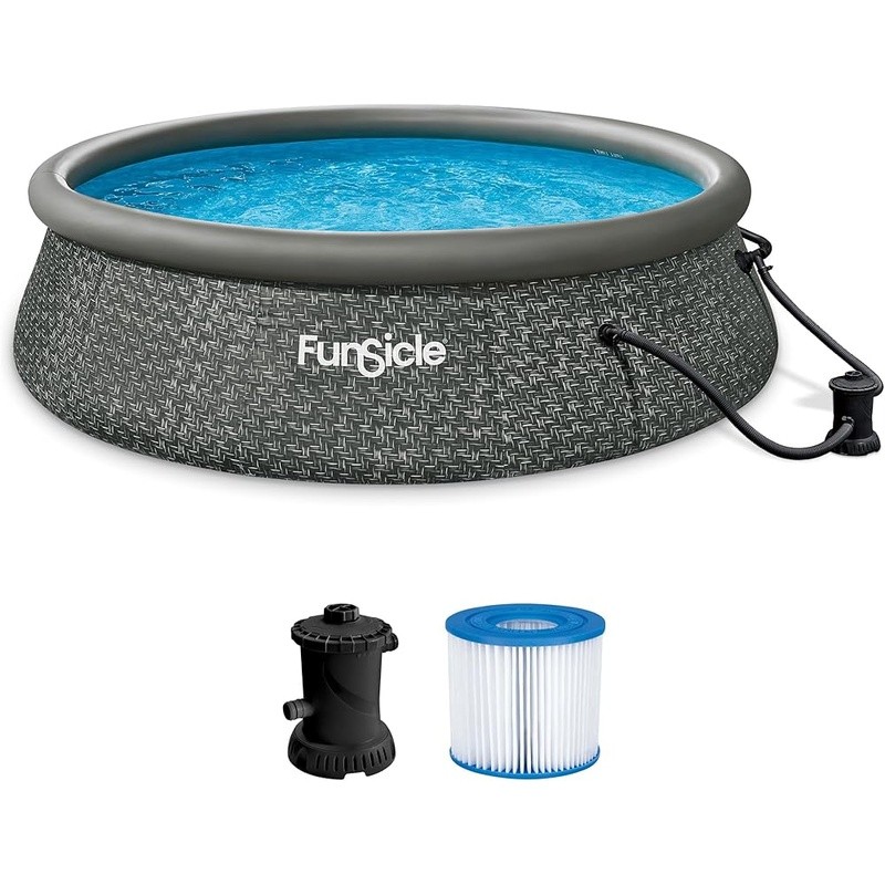 Spacious Inflatable Round Above Ground Pool Easy Setup Durable Family Fun New