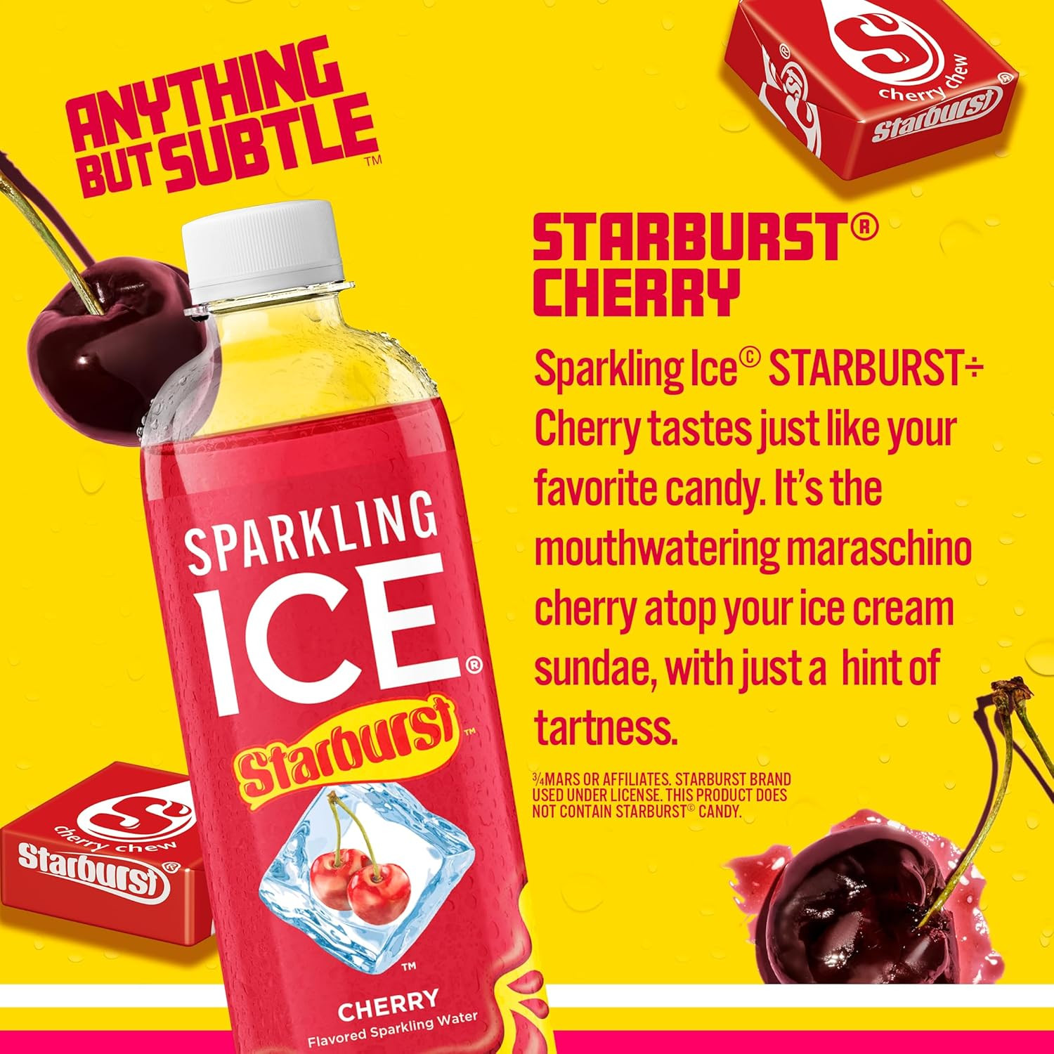 Sparkling Ice STARBURST Cherry, Zero Sugar Flavored Sparkling Water, with Vitami gallery