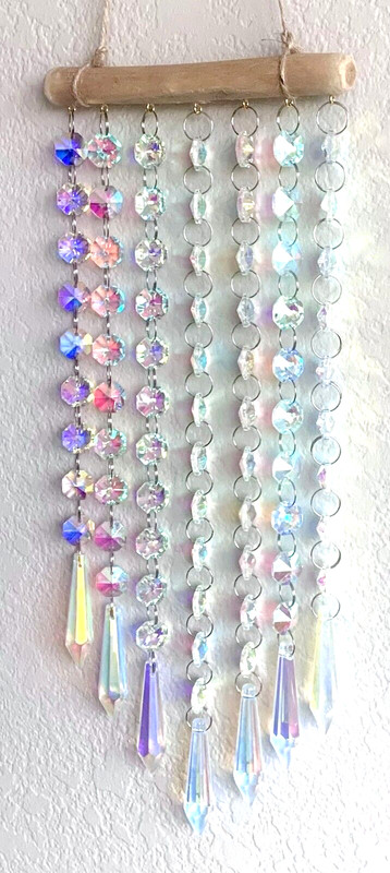 23" 7 Dangling Strands AB Crystal Prisms Suncatcher Curtain Sun Hanging New gallery