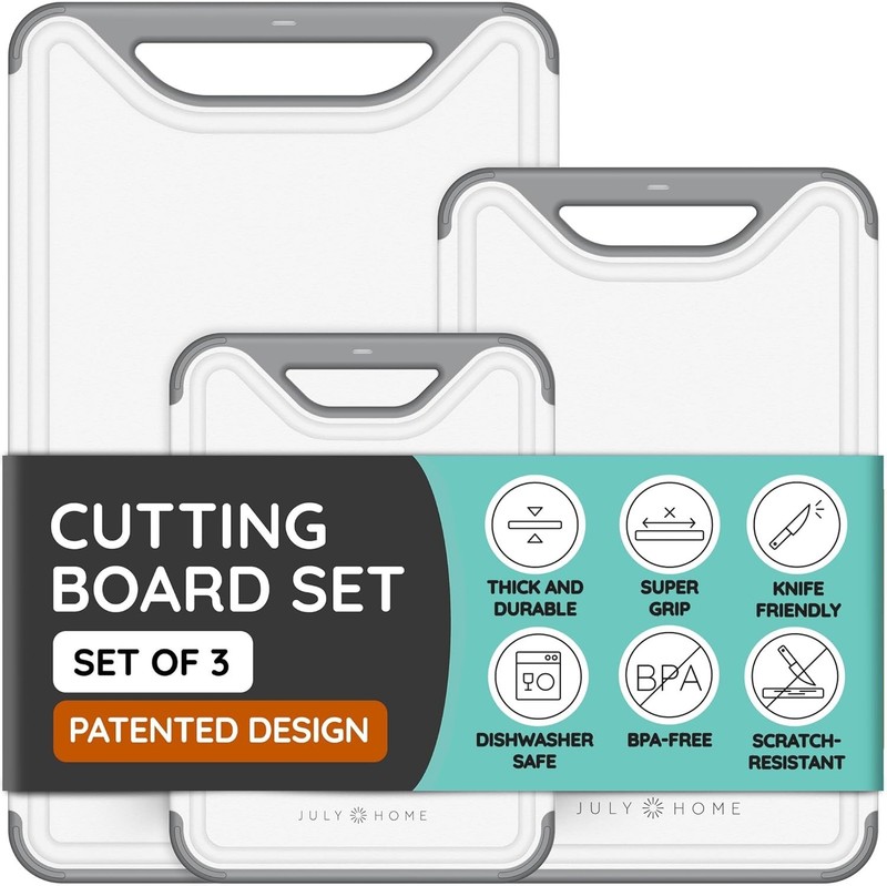 Versatile Plastic Cutting Boards with Juice Grooves, Gray gallery