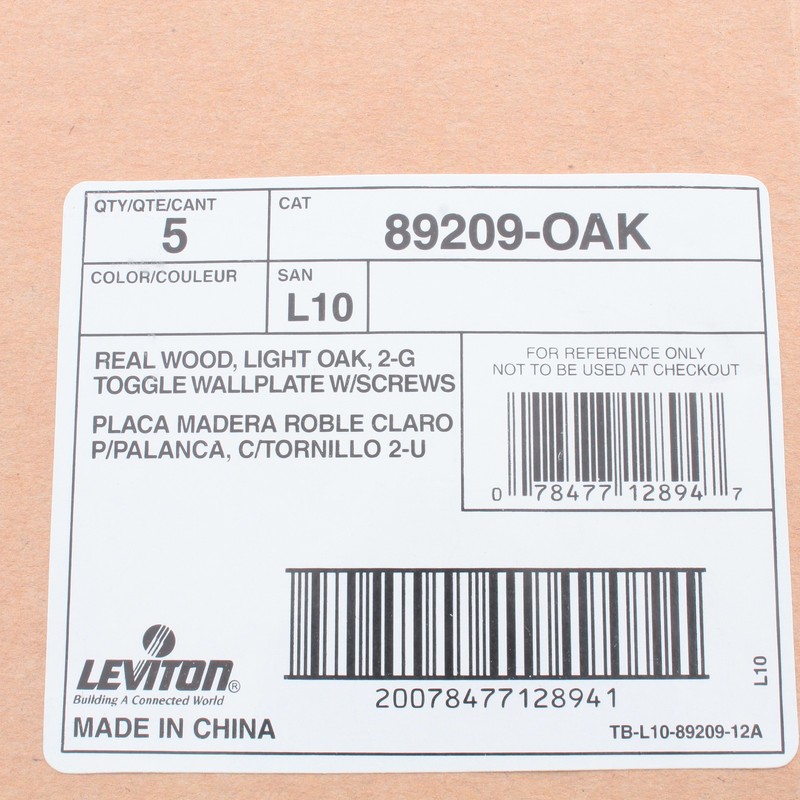 5 Leviton OAK Finished 2G Toggle Switch Cover Wallplate Switchplates 89209-OAK gallery
