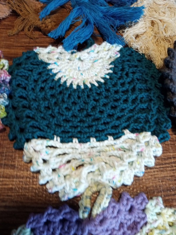 6 Handmade Crocheted Potholder Multicoloured & 6 Straight Pot Holders Mix Colors gallery