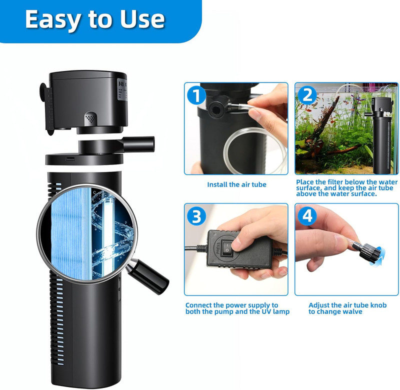 Pool Filter 600GPH with U-V Light for 75-1000 Gallon Swimming Pool Cold Plunge T gallery