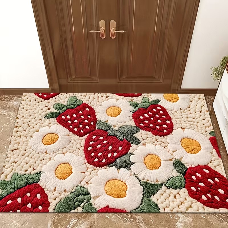Absorbent Strawberry Daisy Non Slip Mat Soft Bathroom Entry Rug Floor Decoration gallery