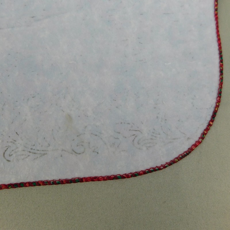 90s Christmas Scroll Print Flannel Back Vinyl Tablecloth 52" Square #1279 gallery