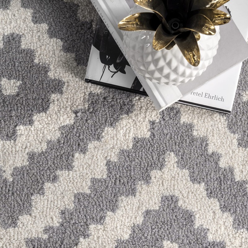nuLOOM 200MTVS174B-2608 Wool Runner Rug, 2' 6 x 8', Grey gallery