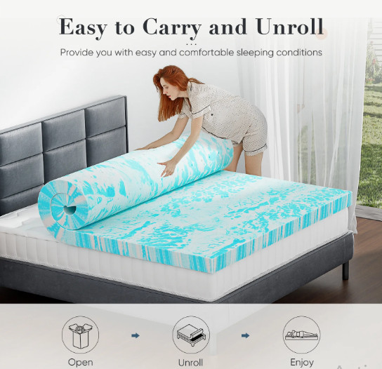 CONCETTA Full 4in Cooling Gel Memory Foam Mattress Topper CertiPUR Washable gallery