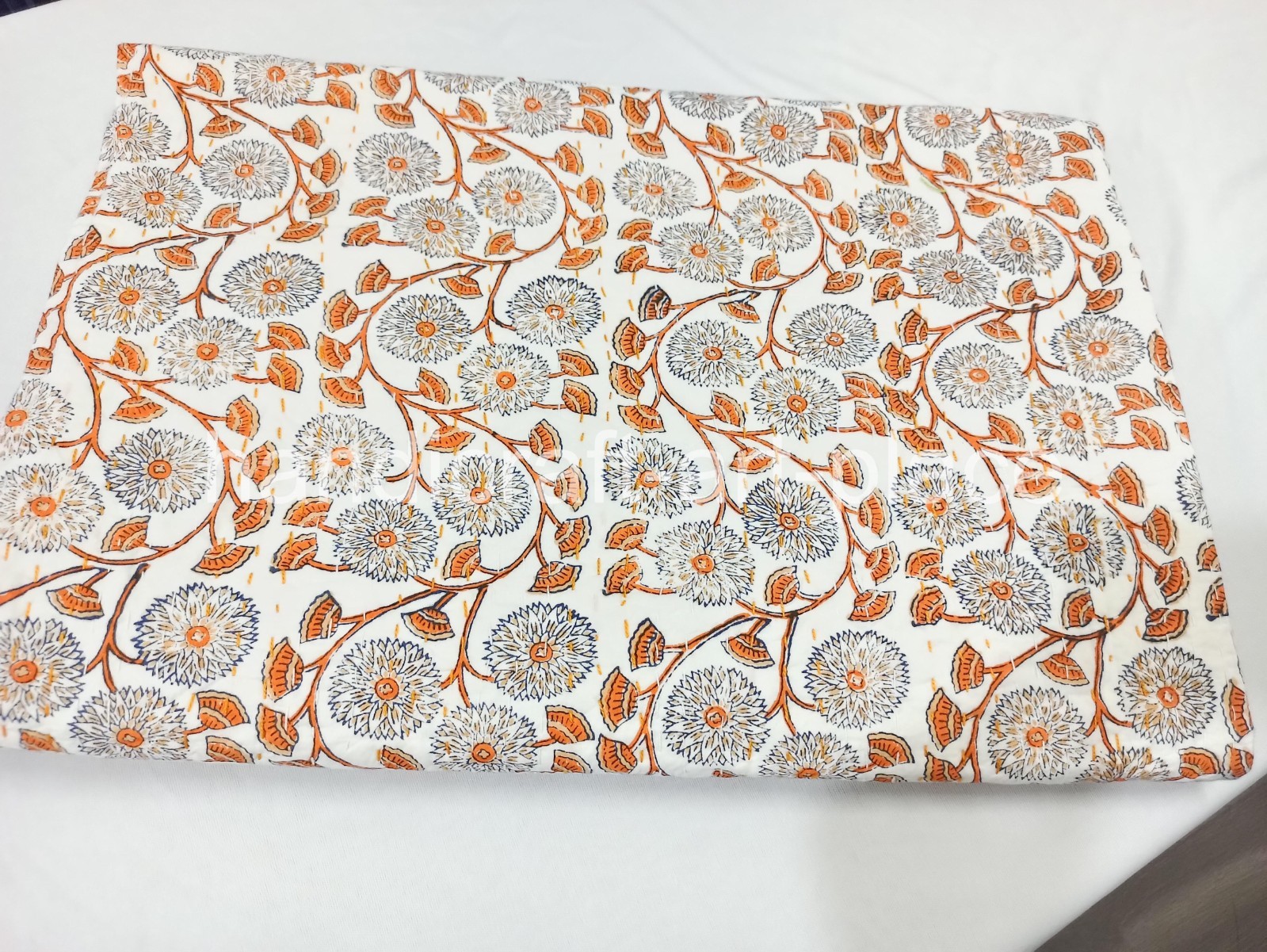 Indian Handmade Block Print Size Kantha Quilt Cotton Bedding Bedcover Throw Art gallery