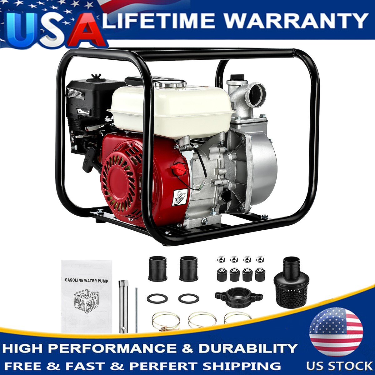 2 Inch Gas Powered Water Pump 7HP 4-Stroke Cast Iron Semi Trash Drainage Tool gallery
