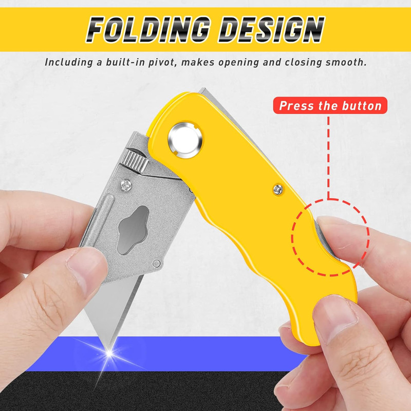 4 Pack Folding Utility Knife with Extra 10Pcs Blades, Box Cutters for Home, Offi gallery