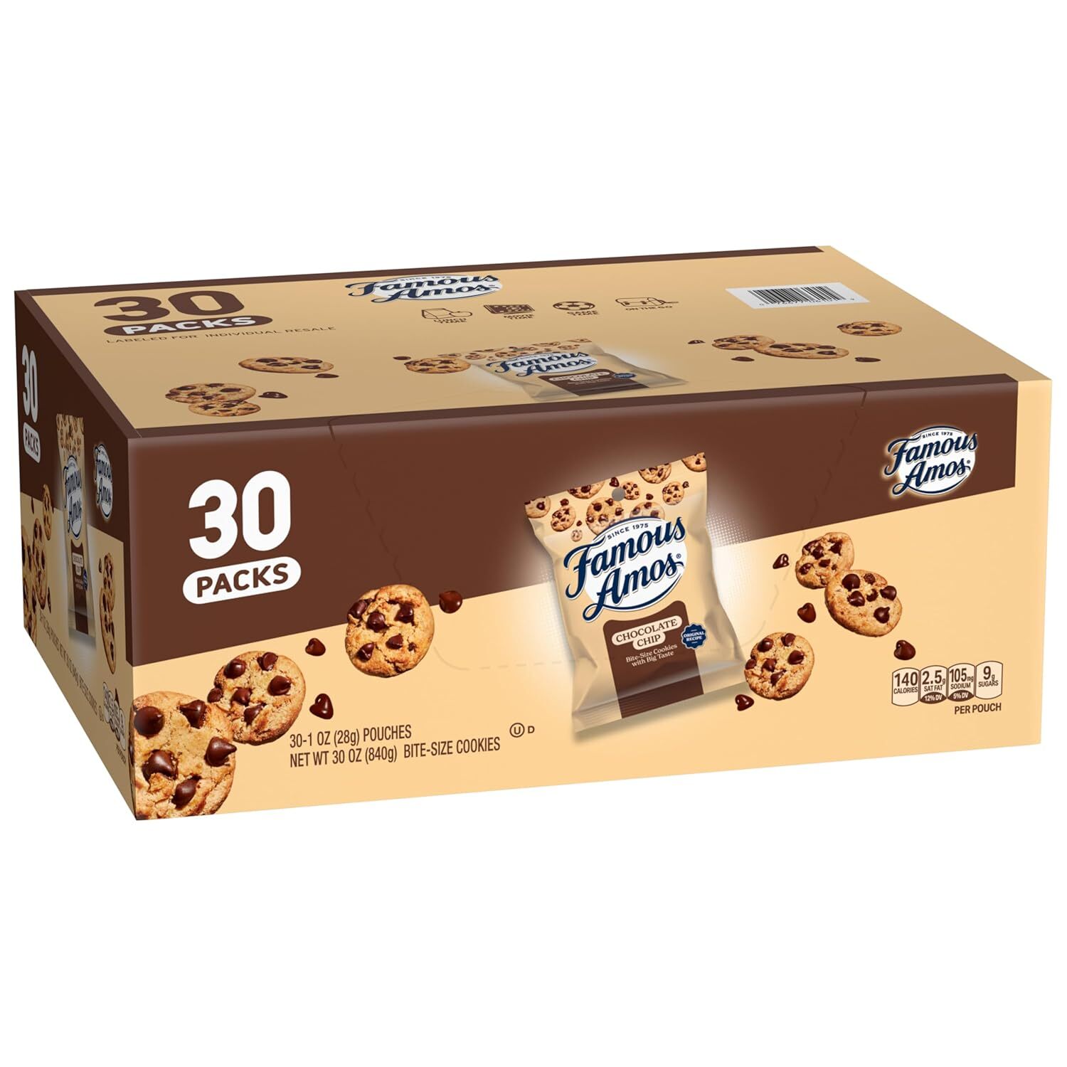 Famous Amos Classic Chocolate Chip Cookies, 1 oz., 30-Pack gallery