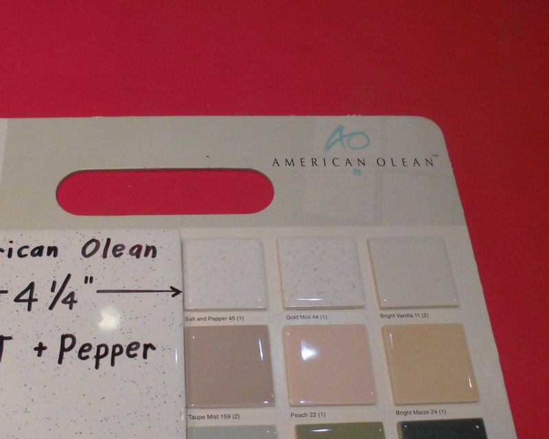 1 pc. Salt + Pepper Glossy Ceramic Tile by American Olean 4-1/4" New Stock, Mint gallery