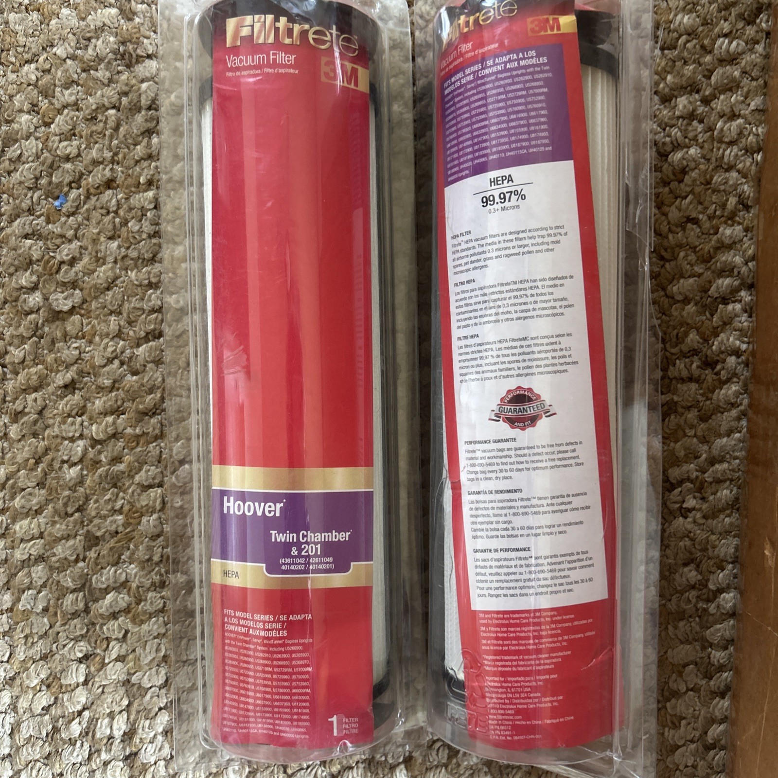 Hoover 2x Vacuum Cleaner HEPA Filters * Twin Chamber & 201 Filtrete 3M * 64805B gallery