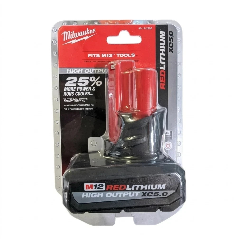 4PCS Milwaukee 48-11-2450 M12 RedLithium HIGH OUTPUT 5.0Ah XC5.0 Battery Pack gallery