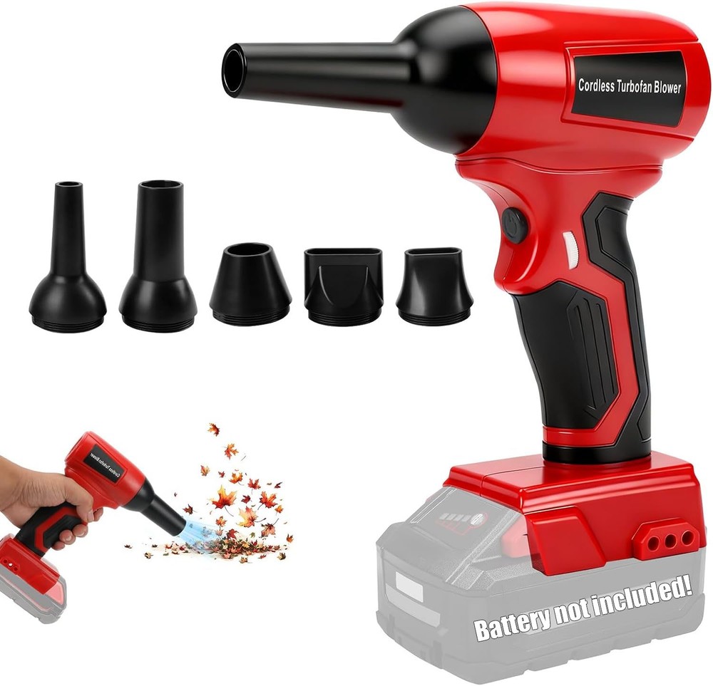 Cordless Leaf Blower for Milwaukee 18V Battery 130,000 RPM Jet Blower w/5 Nozzle