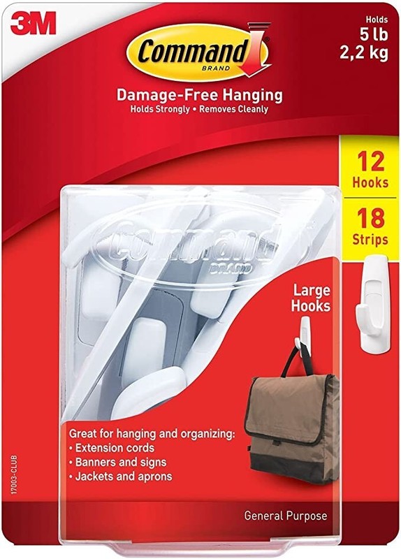 3M Command Strips Damage-Free Hanging 5lb, 12 Large Utility Hooks, 18 Strips gallery