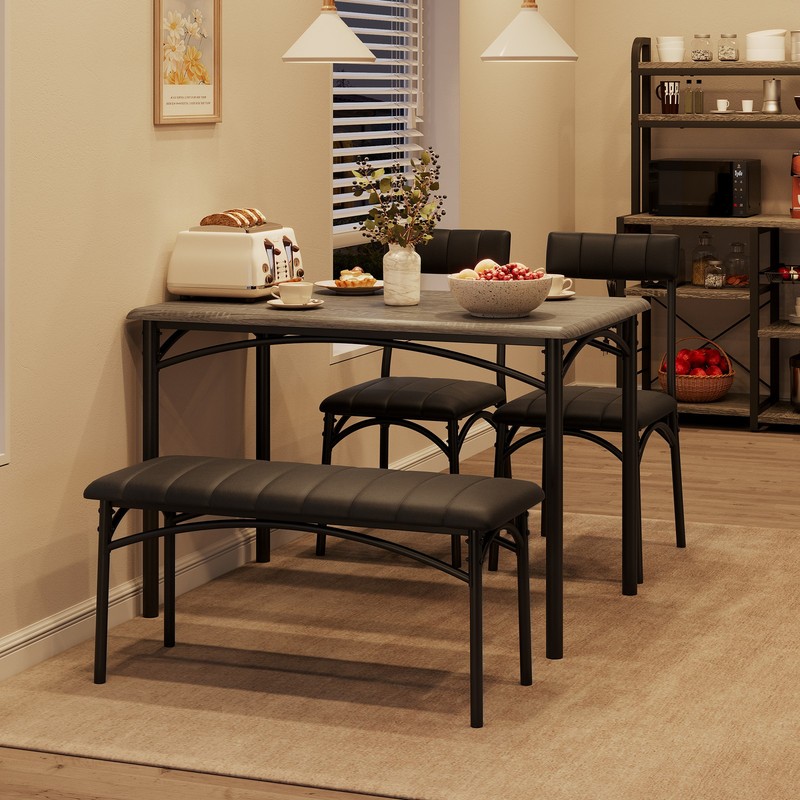 Dining Table Set For 4 People Kitchen Table With Upholstered Chairs And Bench gallery