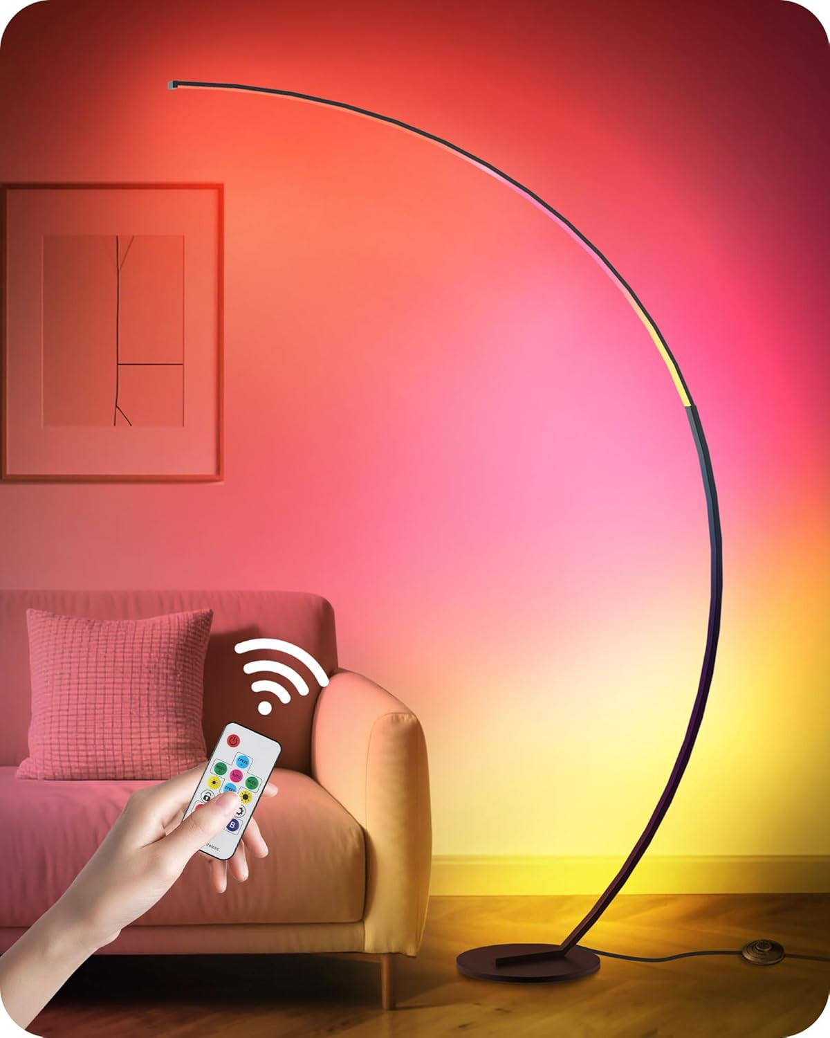 Dimmable RGBW Arc Floor Lamp with Remote, 75” Color Changing LED Light gallery