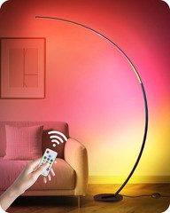Dimmable RGBW Arc Floor Lamp with Remote, 75” Color Changing LED Light
