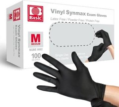 Basic Vinyl Synmax Exam Gloves Powder-Free Size:M ,Color:Black,100pcs