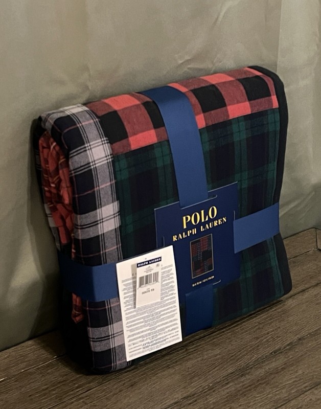 POLO RALPH LAUREN Tartan Plaid Patchwork - DECORATIVE THROW BLANKET 50X70 gallery