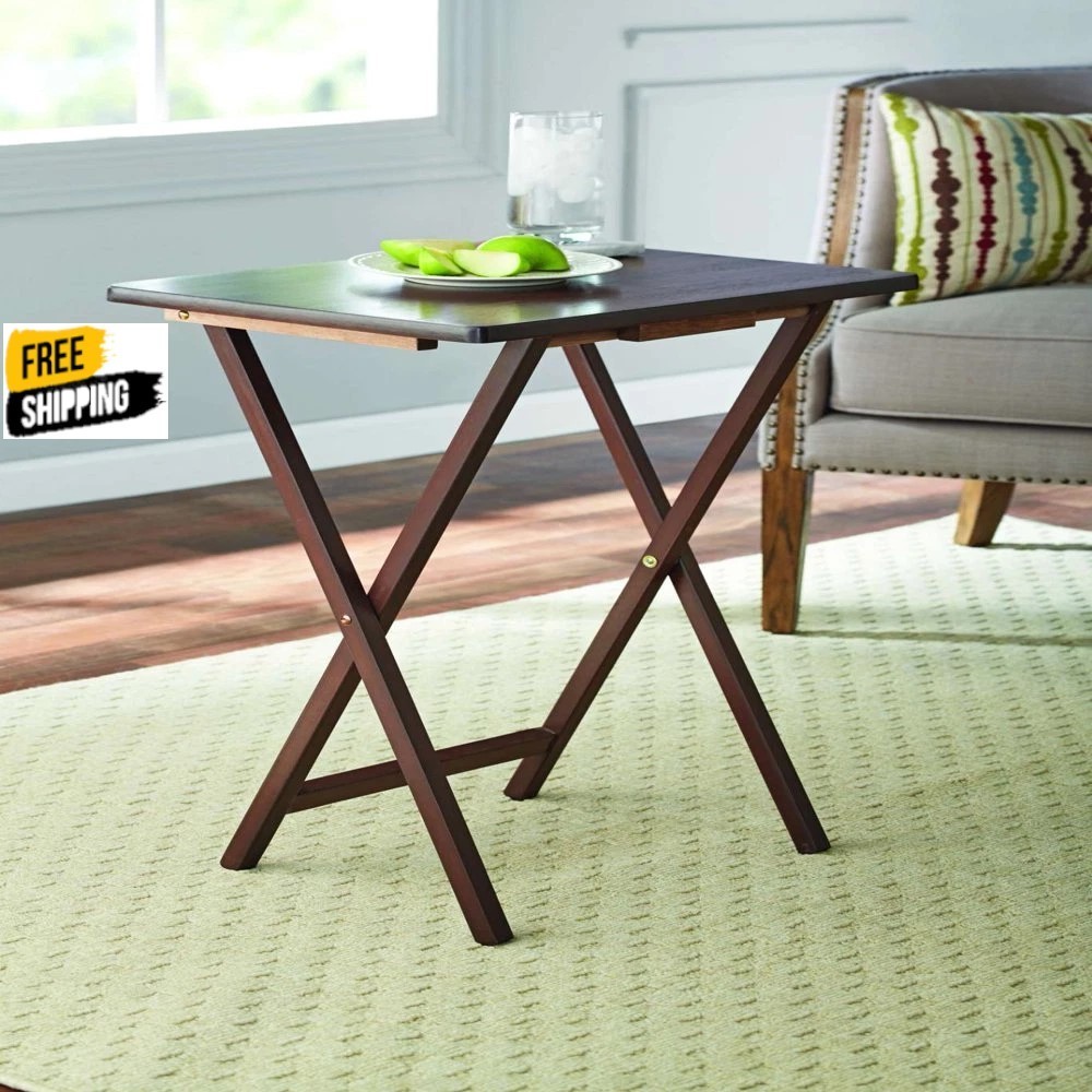(2 Packs) Folding TV Tray Table Set in Walnut 19 X 15 X 26 Inch gallery