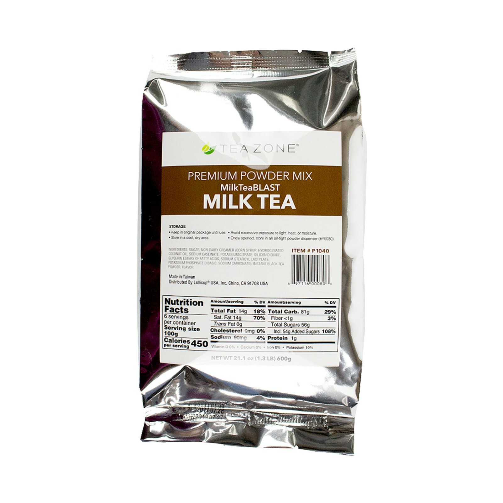 Tea Zone Milk Tea Premium Powder Mix Boba Bubble Tea 1.32 Lbs. gallery