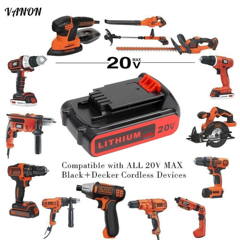 2 Pack 3.8AH 20V MAX For Black & Decker 20Volt Lithium Battery LBXR20 LB2X4020 gallery