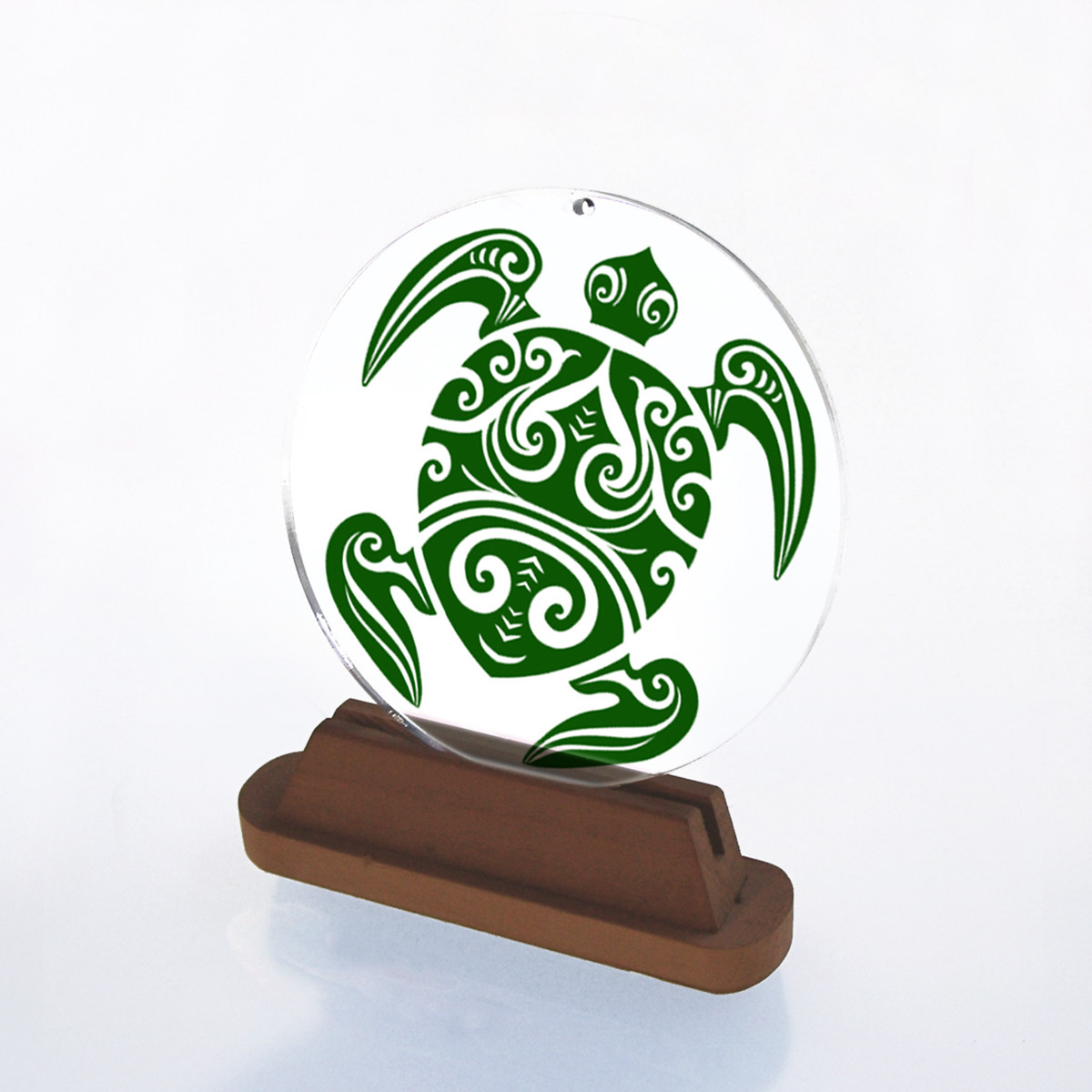Window Glass Picture Nr.41. Maori Turtle Green Ø3 7/8in Light Catcher Symbol gallery