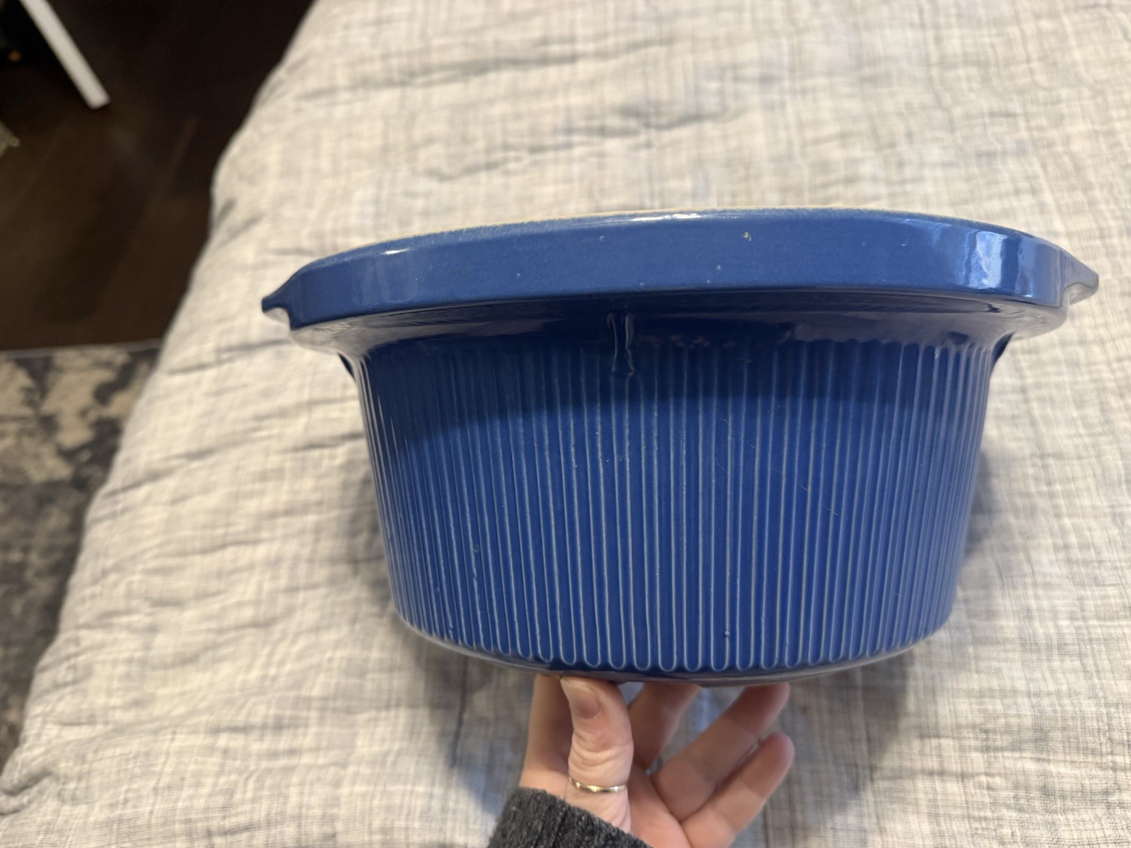 Rival Slow Cooker Blue 5 Qt Ceramic Insert D-256-762 With Lid 11.5” X 5.25” gallery