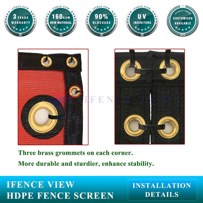 Ifenceview 9 FT Width Red Fence Privacy Screen Net Mesh Awning Canopy Patio Top gallery
