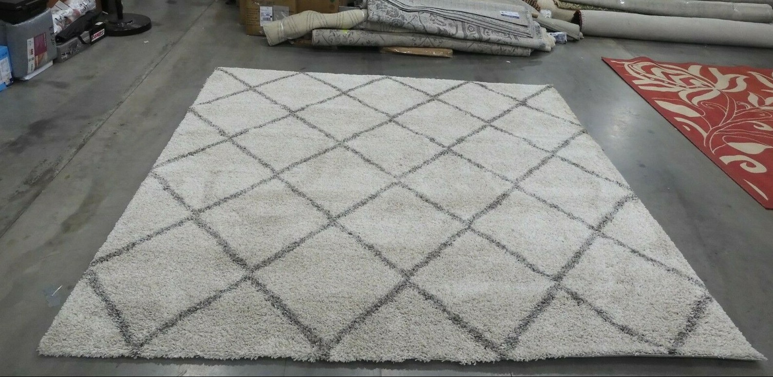 IVORY / GREY 9' X 9' Square Stained Rug, Reduced Price 1172611130 SGH281A-9SQ gallery