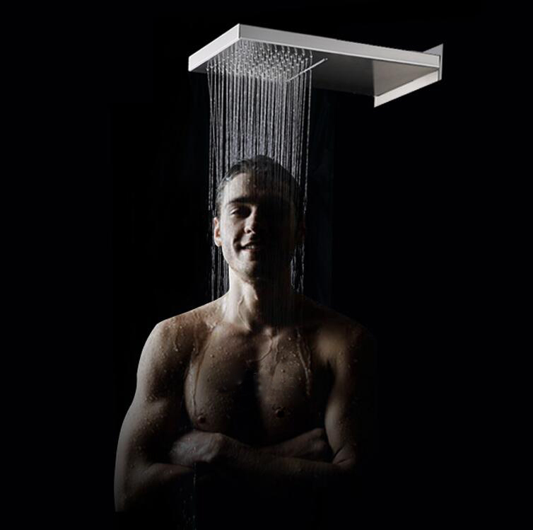Chrome Rain Shower Faucet Set Rectangle Head 6 Body Massage Spray Jets Mixer Tap gallery