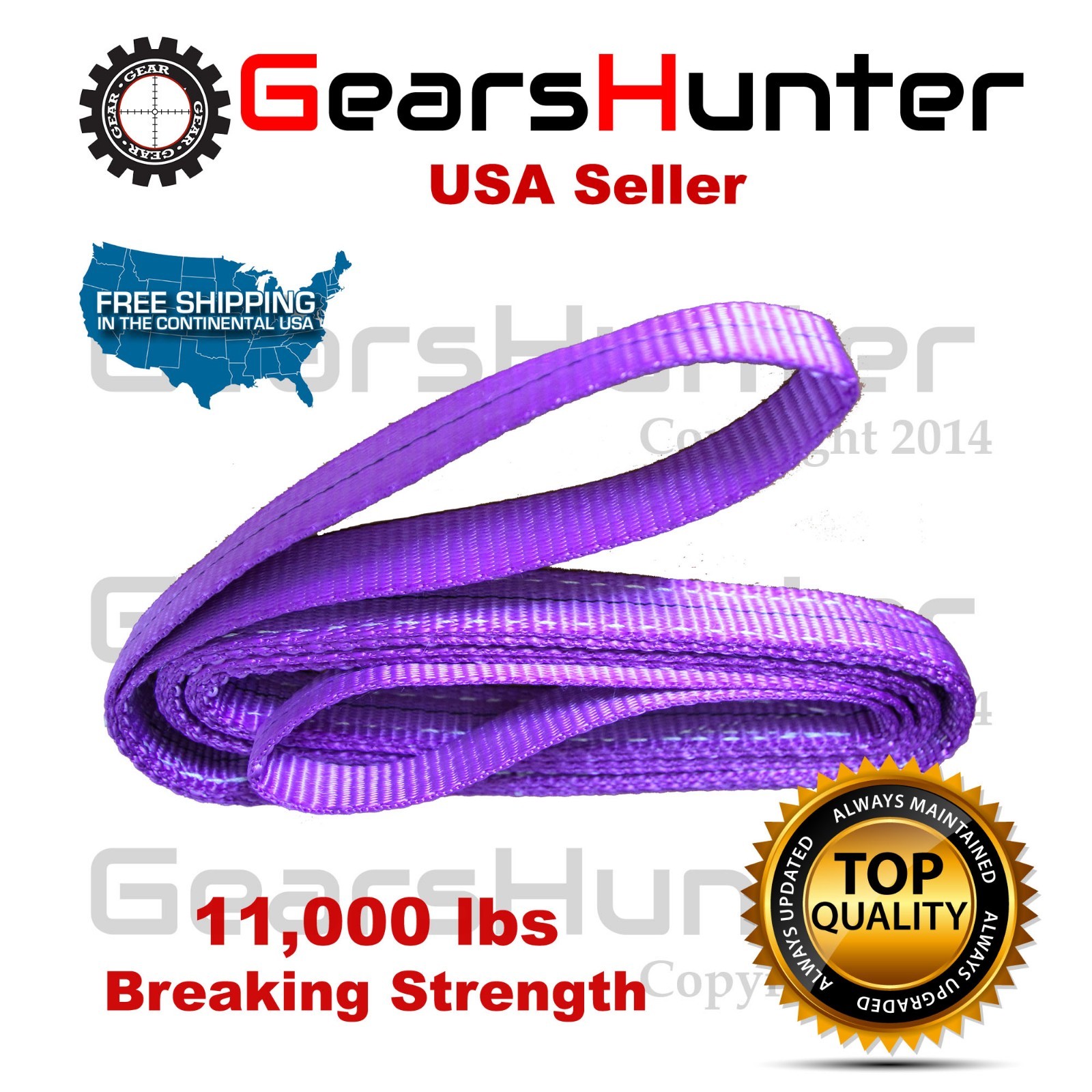 1" (Various Length) 2-Ply Nylon Web Sling Lift Tow Strap Heavy Duty 11000LBS gallery