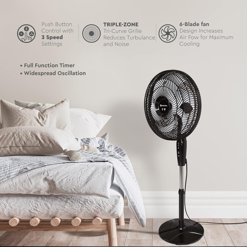 Comfort Zone 18" Smart Wi-Fi Oscillating Pedestal Stand Fan with Timer gallery