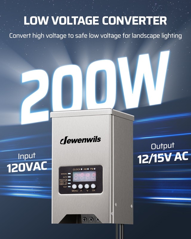 200W Low Voltage Landscape Transformer,120V AC to 12V/15V AC Waterproof gallery
