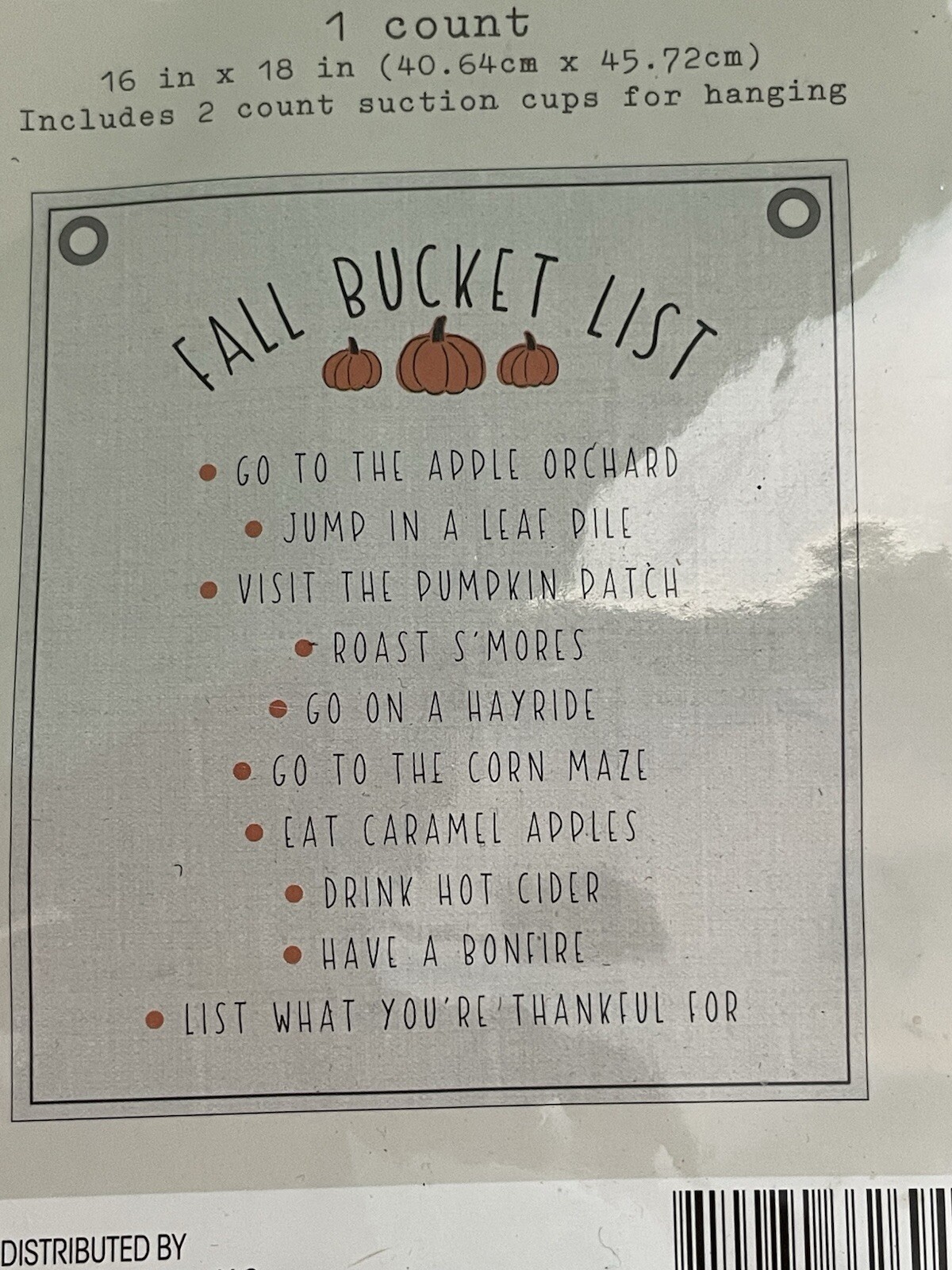 Fall Bucket List Canvas Wall Hanging with 2 Suction Cups (16 IN x 18 IN) gallery