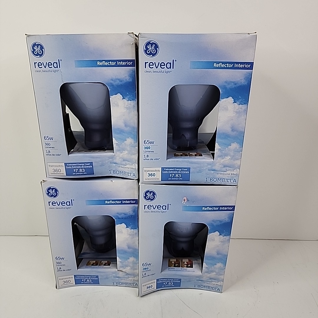 GE Reveal 65 W Indoor Floodlight Reflector Interior BR40 Light Bulb Lot Of 4! gallery