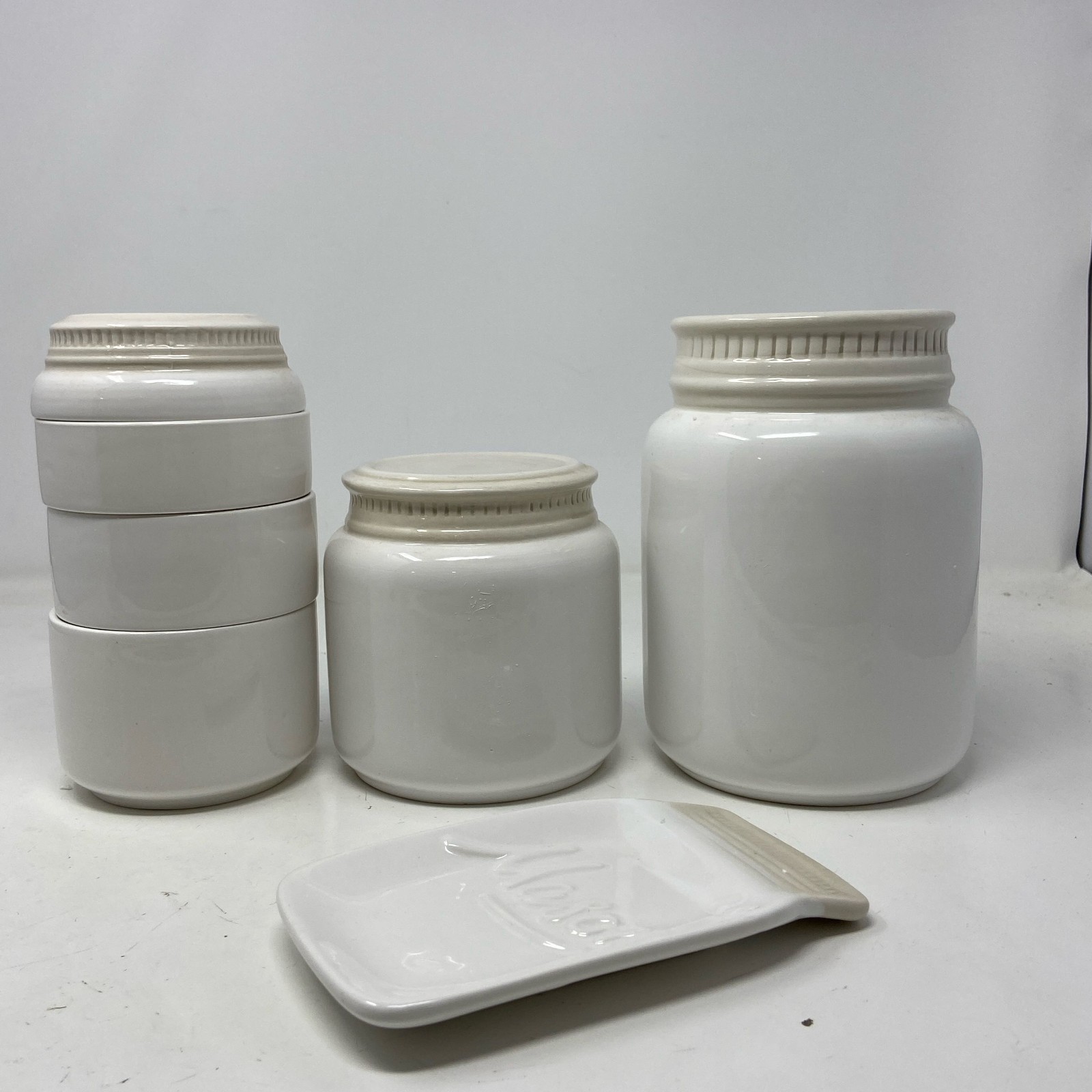 Goodscious Mason Jar Ceramic Kitchen Set, White, 17-Pc Bundle Parts gallery