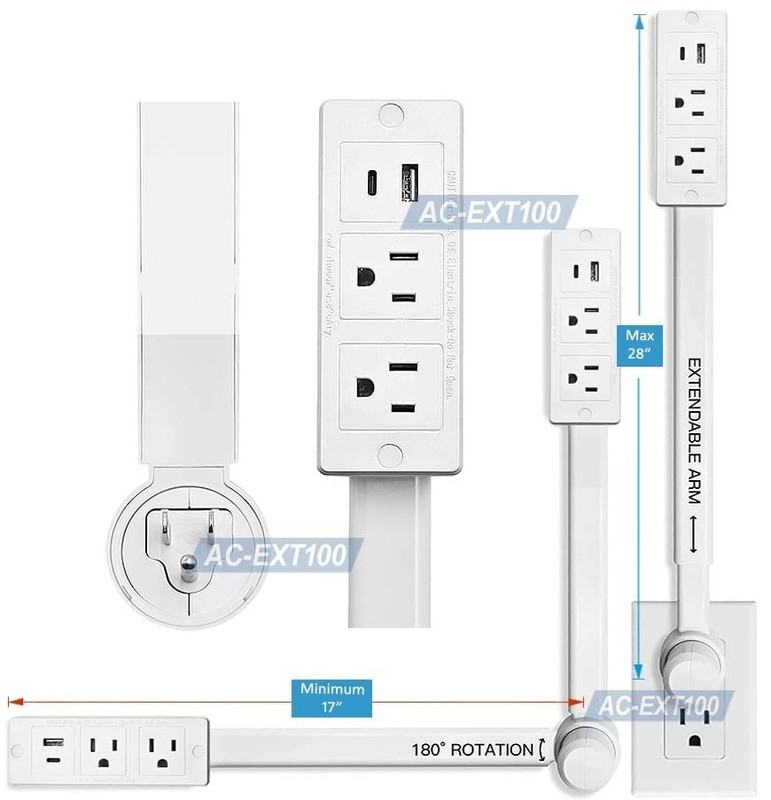 Space-Saving AC Outlet Extender Wand For Wall Outlets Behind Sofa Hidden Corner gallery