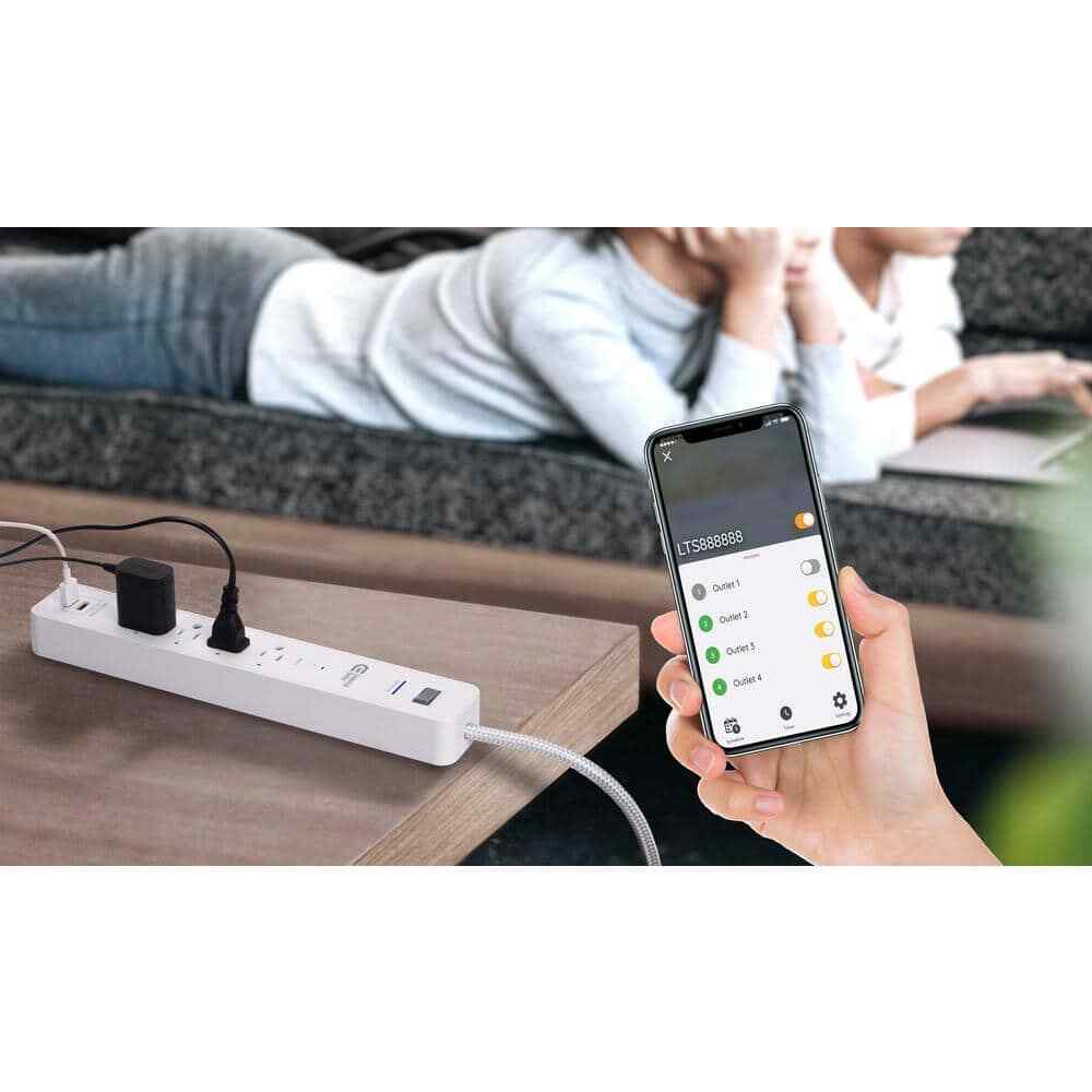 COMMERCIAL ELECTRIC 3 ft. 4-Outlet & USB White Surge Protector Smart HubSpace gallery