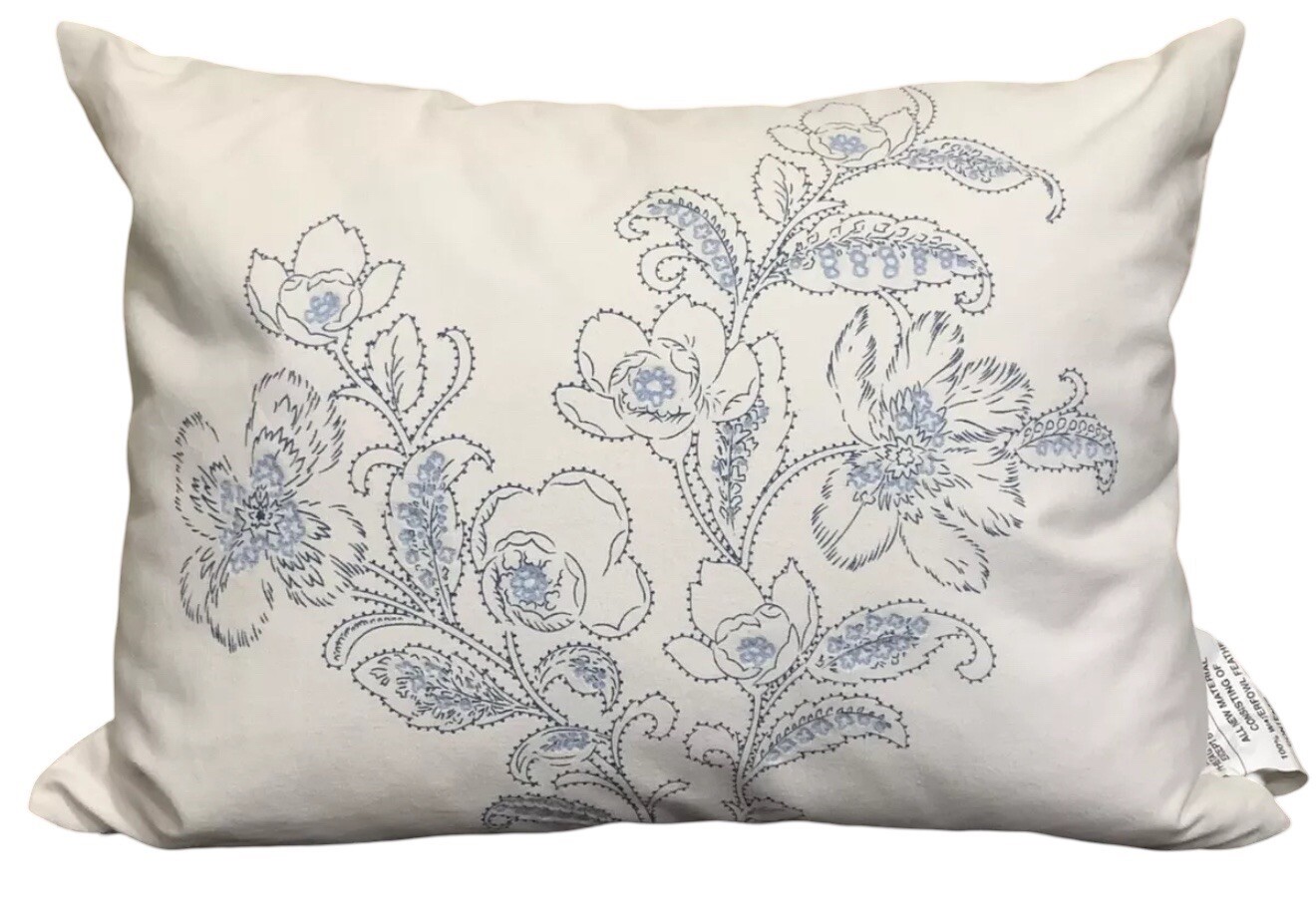 Ralph Lauren Cosima Embroidery Decorative Throw Pillow Off White/Blue 15"x20" gallery