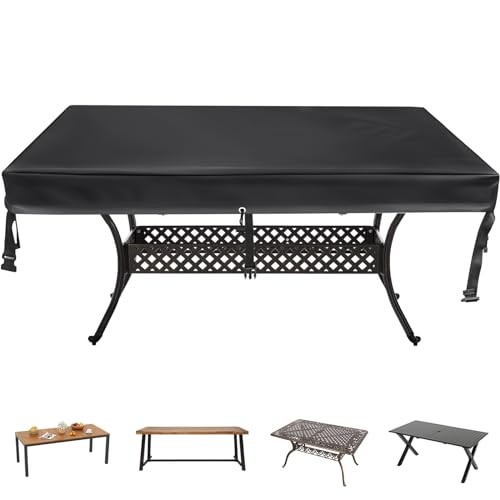 Rectangular Patio Table Cover - Waterproof Anti-UV Outdoor 85" L x 40" W x 6" H gallery